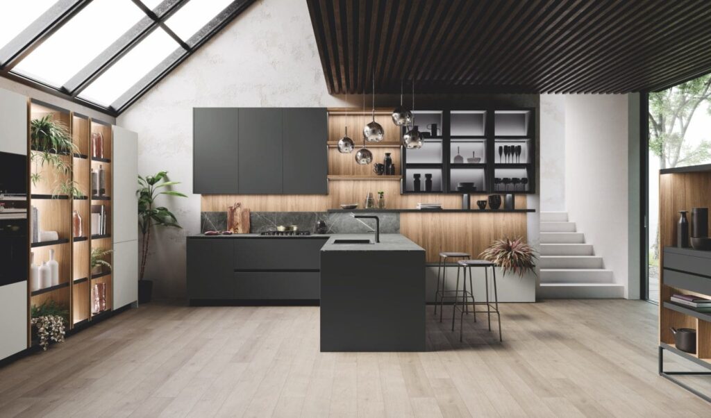 Miton Matt Black Handleless Kitchen 1536x903